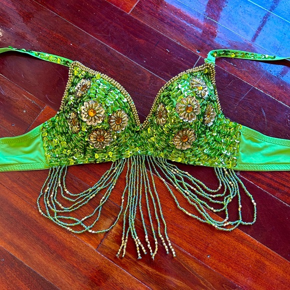 Green beaded flower bra 34B - Picture 2 of 6